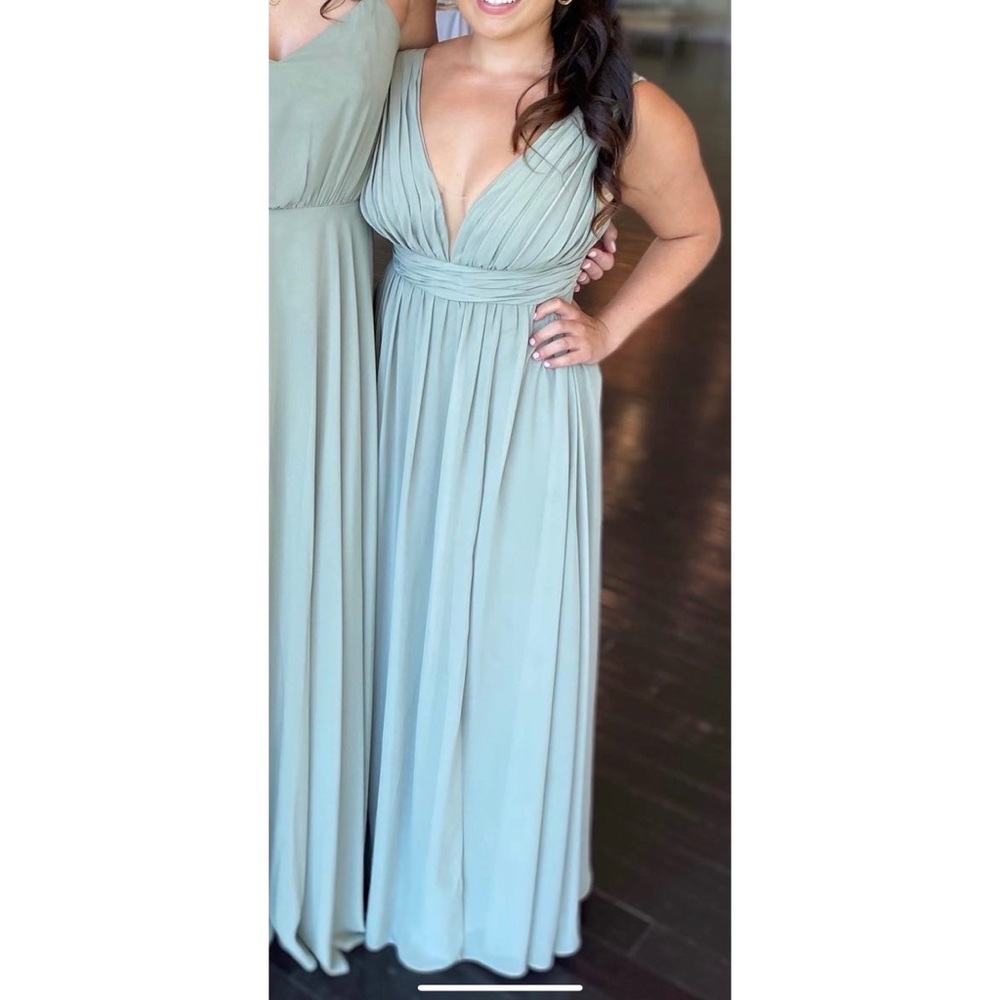 Bridesmaid gown! Beautiful sage green.